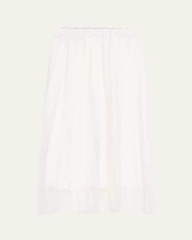 Crispy Silk Chiffon Pleated Midi Skirt